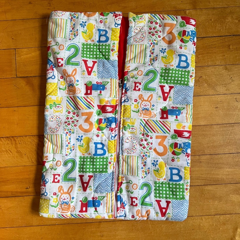 Vintage Doll Bedding Blanket 11 inches x 15.5 inches retro kitsch primary colors